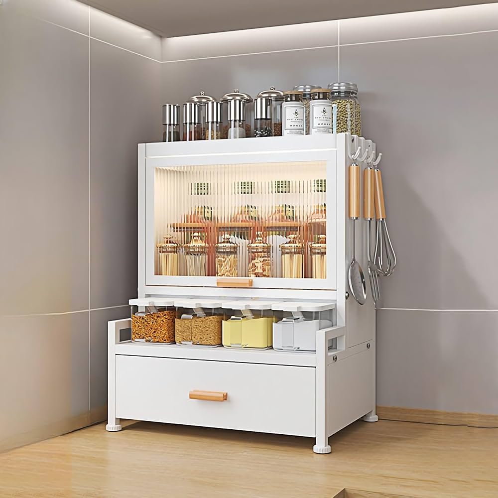 キッチン収納 5段収納スペース 多機能 ラック スライド 収納ラック キッチンラック スライド棚 ゴミ箱上ラック スライド